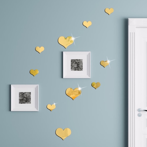 10pcs Heart Mirror Wall Sticker - Picture 4 of 7